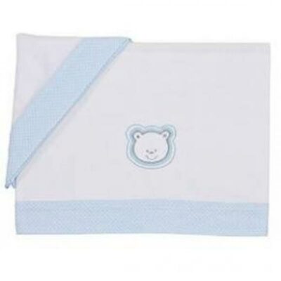 Juego de Sabanas de Mini-Cuna Blanco/celeste