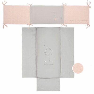 EDREDON+PROTECTOR CUNA 60X120 PLANET ROSA BIMBIDREAMS